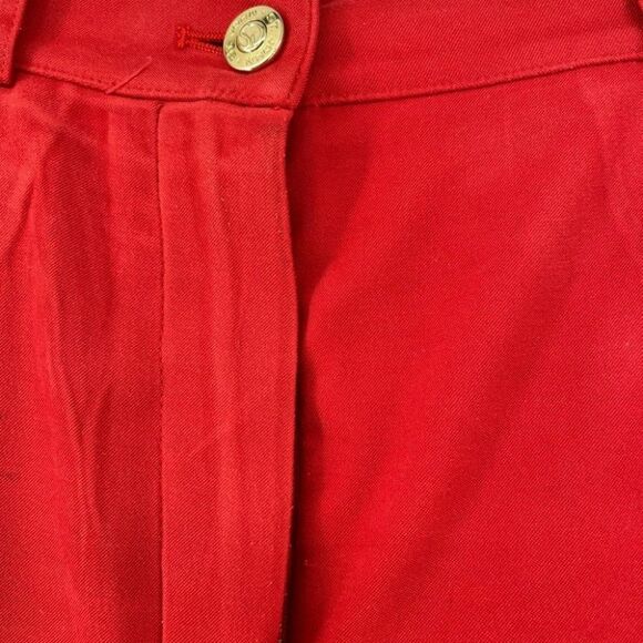 St. John Collection Red Pants High Waist Gold Details Career Quiet Luxury Size 4 - Picture 4 of 9